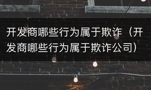 开发商哪些行为属于欺诈（开发商哪些行为属于欺诈公司）