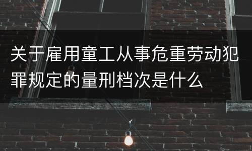 关于雇用童工从事危重劳动犯罪规定的量刑档次是什么