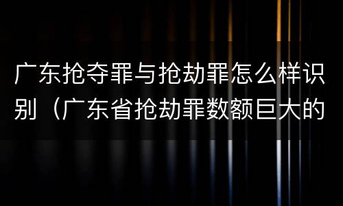 广东抢夺罪与抢劫罪怎么样识别（广东省抢劫罪数额巨大的标准）