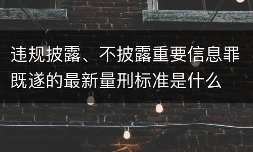 违规披露、不披露重要信息罪既遂的最新量刑标准是什么