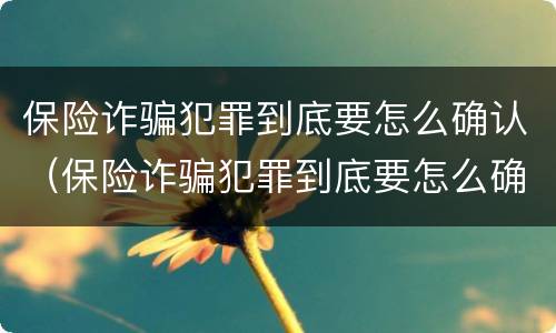 保险诈骗犯罪到底要怎么确认（保险诈骗犯罪到底要怎么确认呢）
