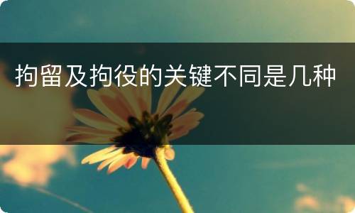 拘留及拘役的关键不同是几种