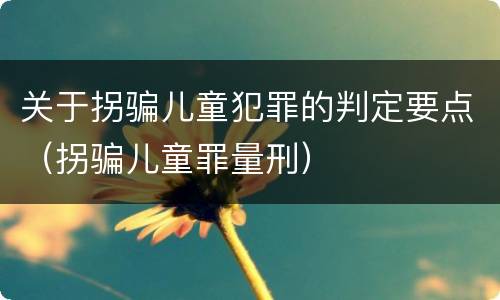 关于拐骗儿童犯罪的判定要点（拐骗儿童罪量刑）