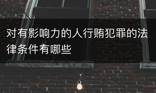 对有影响力的人行贿犯罪的法律条件有哪些