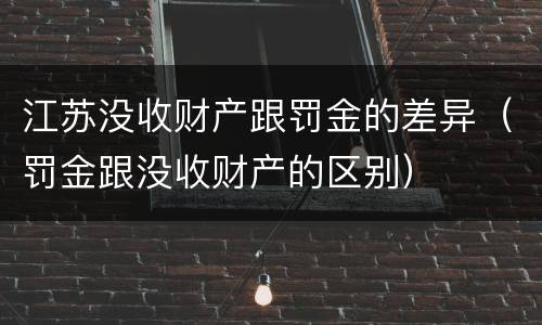 江苏没收财产跟罚金的差异（罚金跟没收财产的区别）
