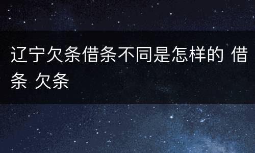 辽宁欠条借条不同是怎样的 借条 欠条