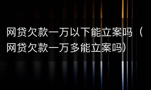 网贷欠款一万以下能立案吗（网贷欠款一万多能立案吗）