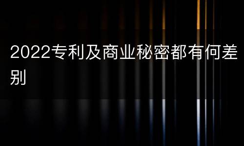 2022专利及商业秘密都有何差别