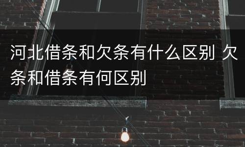 河北借条和欠条有什么区别 欠条和借条有何区别