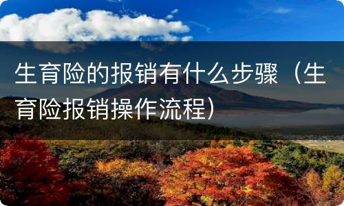 生育险的报销有什么步骤（生育险报销操作流程）