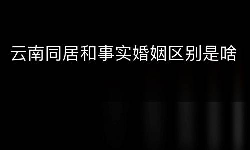 云南同居和事实婚姻区别是啥