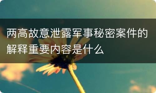 两高故意泄露军事秘密案件的解释重要内容是什么