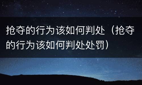 抢夺的行为该如何判处（抢夺的行为该如何判处处罚）