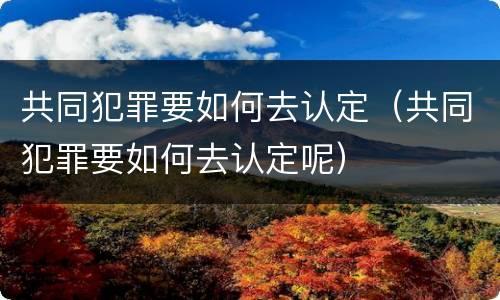 共同犯罪要如何去认定（共同犯罪要如何去认定呢）