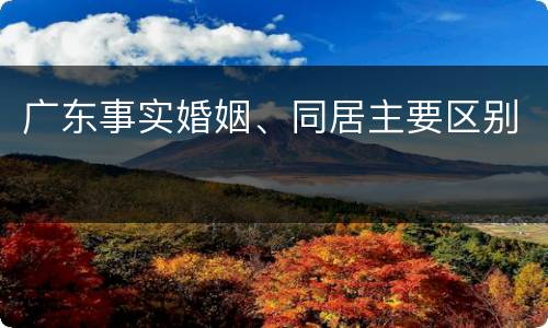 广东事实婚姻、同居主要区别