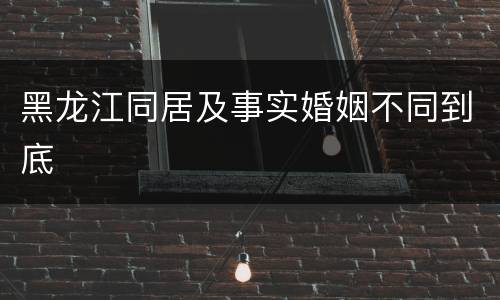 黑龙江同居及事实婚姻不同到底