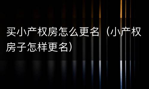 买小产权房怎么更名（小产权房子怎样更名）
