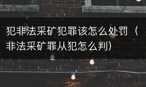 犯非法采矿犯罪该怎么处罚（非法采矿罪从犯怎么判）