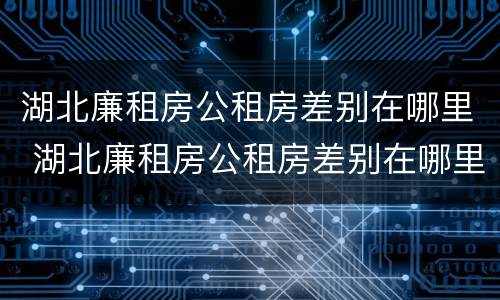 湖北廉租房公租房差别在哪里 湖北廉租房公租房差别在哪里啊