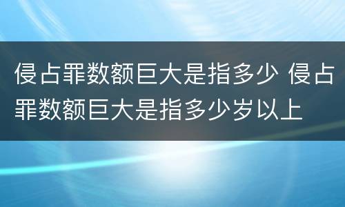侵占罪数额巨大是指多少 侵占罪数额巨大是指多少岁以上