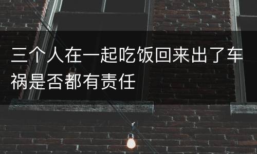 三个人在一起吃饭回来出了车祸是否都有责任