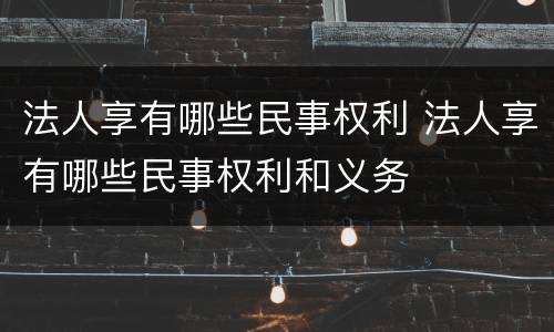 法人享有哪些民事权利 法人享有哪些民事权利和义务