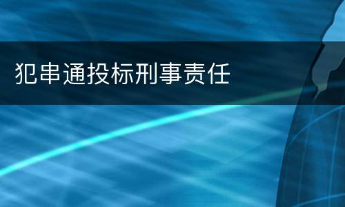 犯串通投标刑事责任