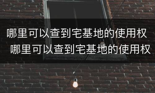 哪里可以查到宅基地的使用权 哪里可以查到宅基地的使用权性质