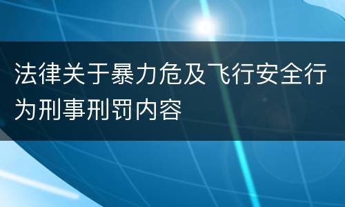 法律关于暴力危及飞行安全行为刑事刑罚内容