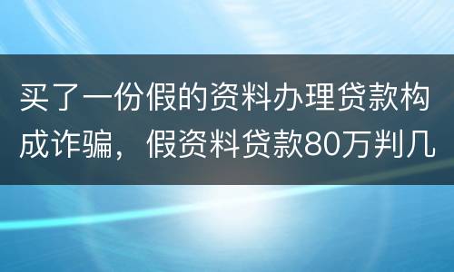 买了一份假的资料办理贷款构成诈骗，假资料贷款80万判几年