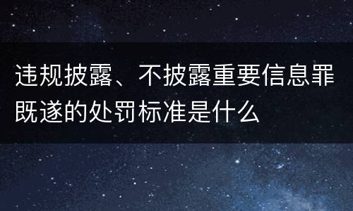 违规披露、不披露重要信息罪既遂的处罚标准是什么