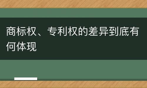 商标权、专利权的差异到底有何体现
