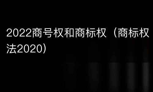 2022商号权和商标权（商标权法2020）