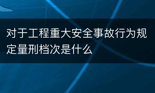 对于工程重大安全事故行为规定量刑档次是什么