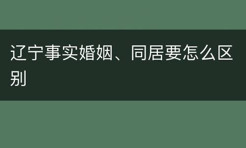 辽宁事实婚姻、同居要怎么区别