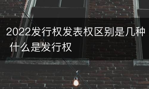 2022发行权发表权区别是几种 什么是发行权