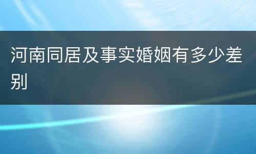 河南同居及事实婚姻有多少差别