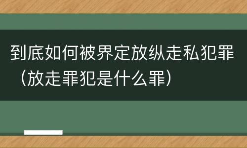 到底如何被界定放纵走私犯罪（放走罪犯是什么罪）