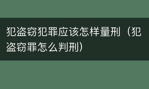 犯盗窃犯罪应该怎样量刑（犯盗窃罪怎么判刑）