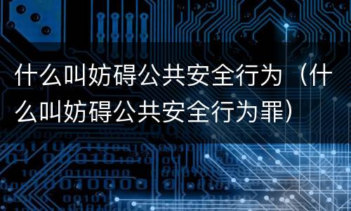 什么叫妨碍公共安全行为（什么叫妨碍公共安全行为罪）