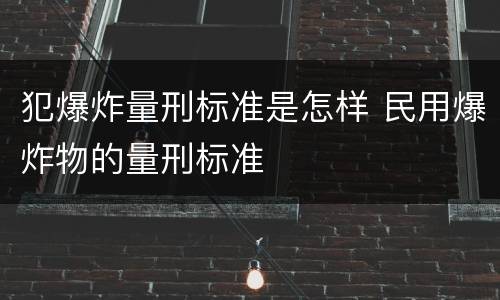 犯爆炸量刑标准是怎样 民用爆炸物的量刑标准