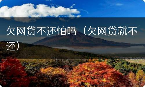 欠网贷不还怕吗（欠网贷就不还）