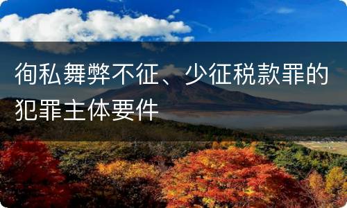 徇私舞弊不征、少征税款罪的犯罪主体要件