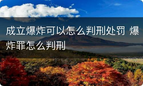 成立爆炸可以怎么判刑处罚 爆炸罪怎么判刑