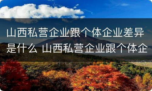 山西私营企业跟个体企业差异是什么 山西私营企业跟个体企业差异是什么意思
