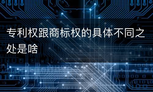专利权跟商标权的具体不同之处是啥
