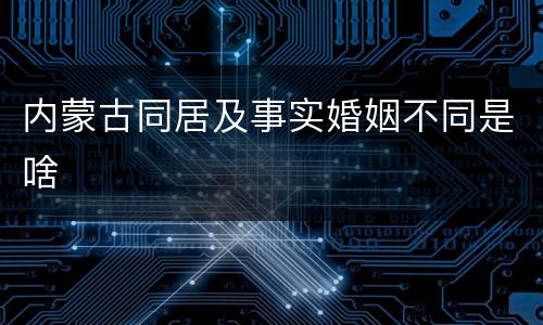 内蒙古同居及事实婚姻不同是啥