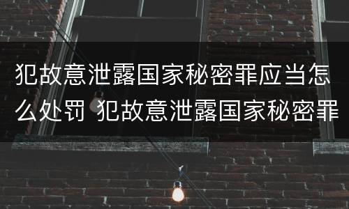 犯故意泄露国家秘密罪应当怎么处罚 犯故意泄露国家秘密罪应当怎么处罚呢