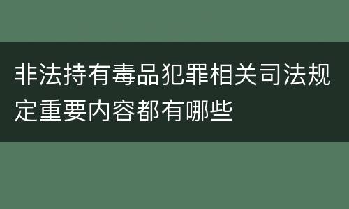 非法持有毒品犯罪相关司法规定重要内容都有哪些