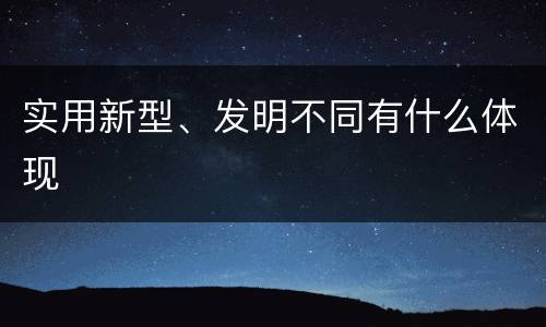 实用新型、发明不同有什么体现